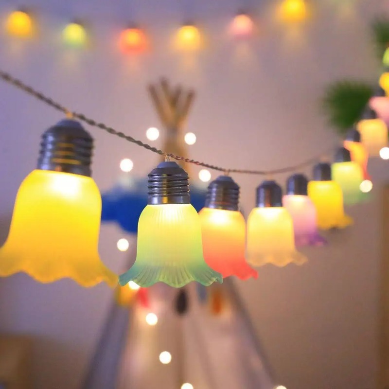 Outdoor Camping Lights String - ベルフラワー LED ストリングライト ウォームホワイト 防水 フェアリーライト