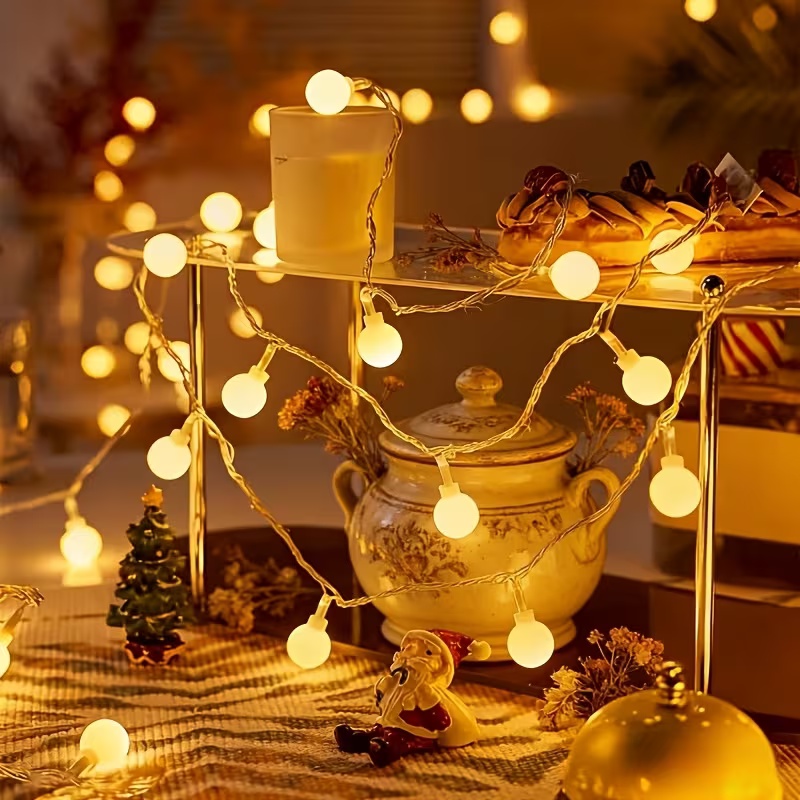 Outdoor Camping Lights String - 10 メートル USB/バッテリーパワーボール LED フェアリーストリングライトガーランド屋外キャンプハンギングランプテント結婚式の庭クリスマス装飾