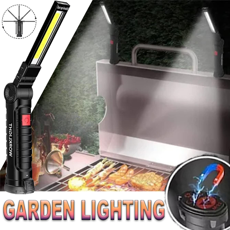Outdoor Camping Glamping - ポータブル LED 懐中電灯 磁気フック付き 屋外修理作業灯 Type-C