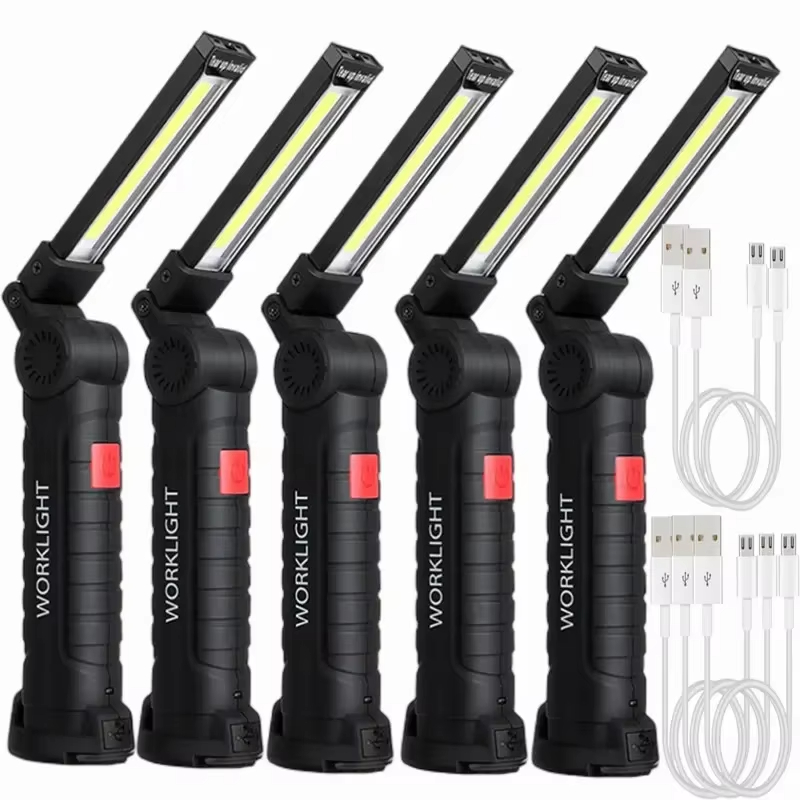 Outdoor Camping Glamping - ポータブル COB LED 懐中電灯 USB 充電式ワークライト磁気ランテルハンギングランプ内蔵バッテリーキャンプトーチ