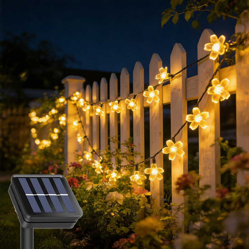 Outdoor Camping Lights String - 屋外ソーラー LED ストリングライト桜の花ライトストリング 8 照明モードソーラーランプキャンプ結婚式クリスマス装飾用