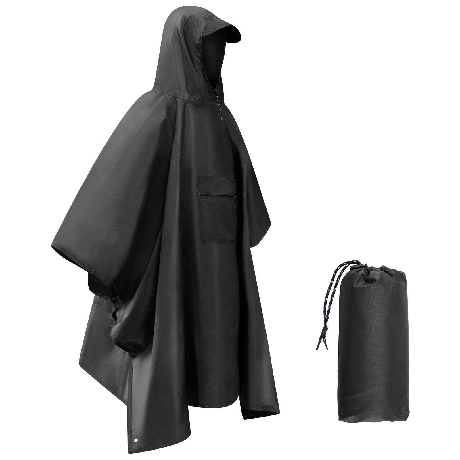 Camping Rain Poncho - 大人用レインポンチョ 軽量防水レインコート フード付き レインウェア テント ﻿