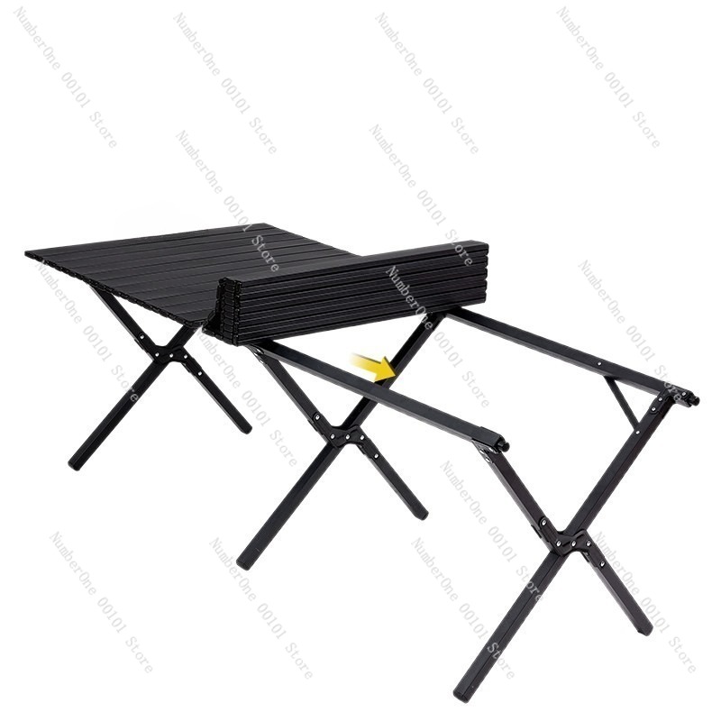 Outdoor Camping Table And Chairs - ポータブル屋外折りたたみキャンプテーブルと椅子セットロールアップスラットピクニックティーテーブル軽量アルミニウム合金ポータブルデスク