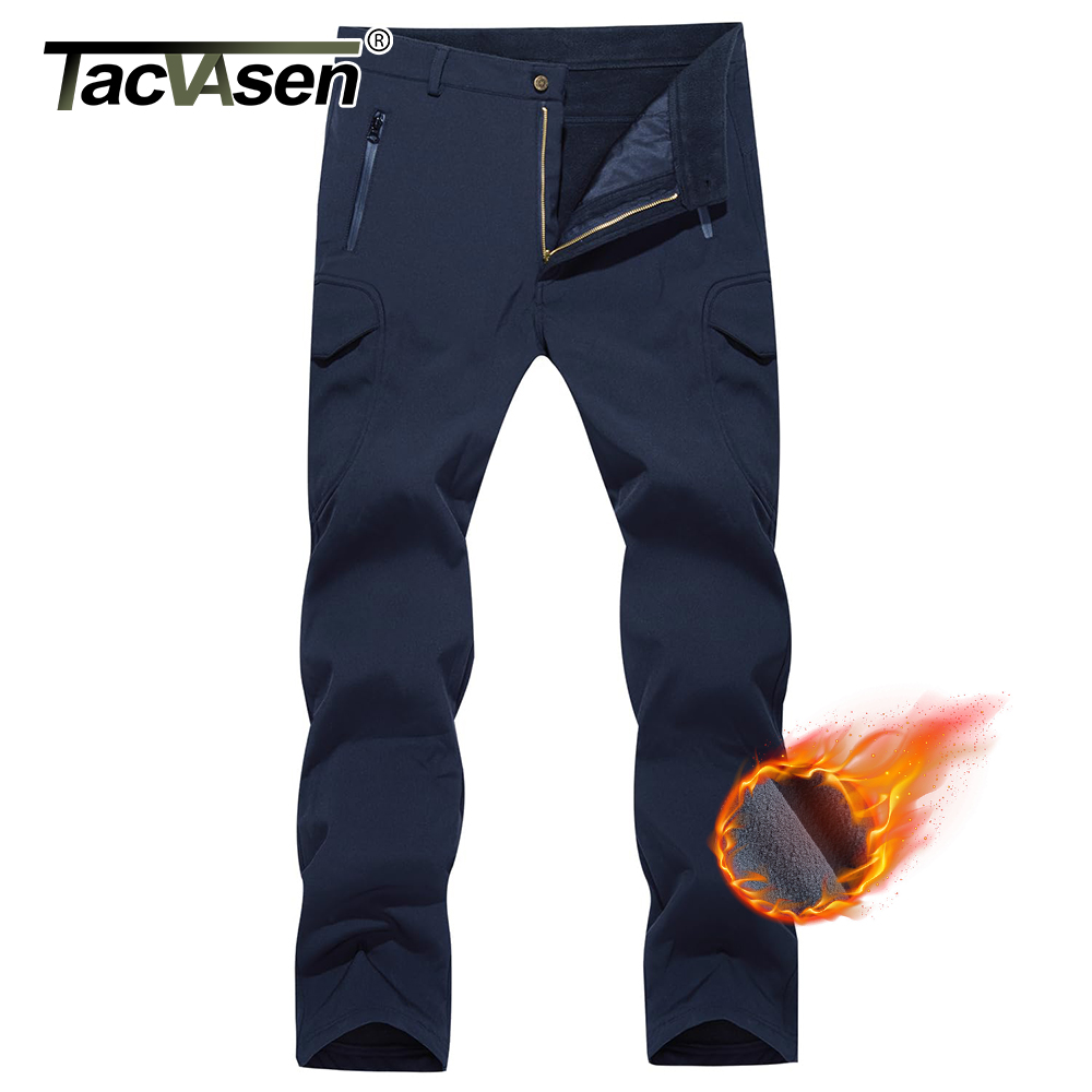Outdoor Camping In Winter - TACVASEN 冬メンズソフトシェルワークパンツ防水フリース裏地複数のポケットキャンプハイキングアウトドアズボン