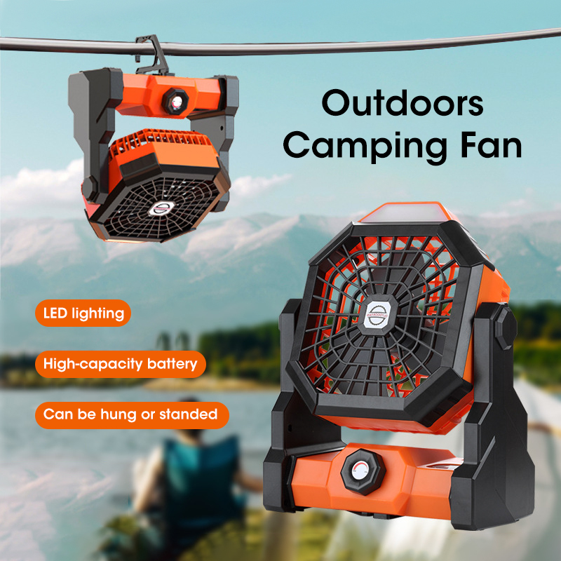 Outdoor Camping Misting Fan - 10000mAh キャンプファン LED ランタン付きポータブルバッテリー駆動屋外ファン個人用充電式ファン旅行ハイキング用