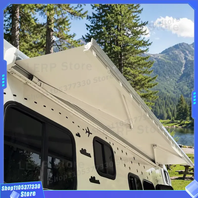 Outdoor Camping Vehicle Wagon - W5500手動制御RVオーニング、キャンピングカー、キャンプ、屋外日よけシェルター、ポータブルワゴンアクセサリー、車両ルーフカバー、RV用