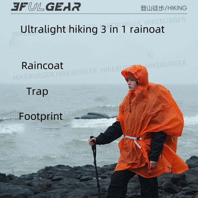 Camping Rain Poncho - 3F UL GEAR 3 In1 レインポンチョ