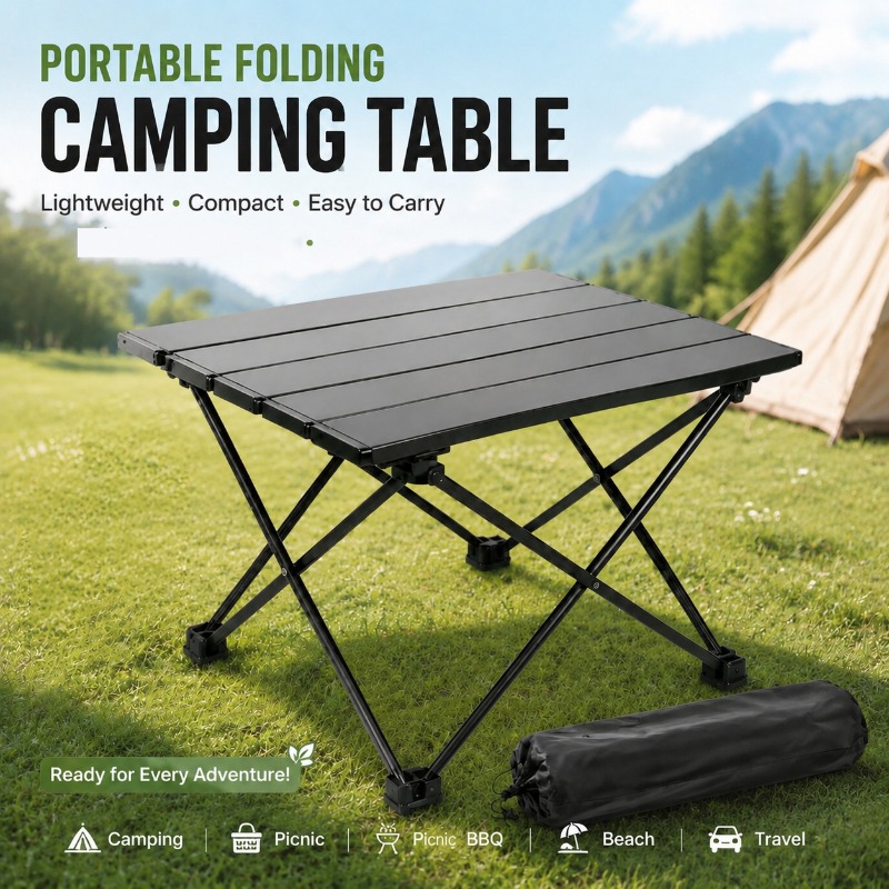 Outdoor Camping Cooking Table - 軽量で持ち運び可能な折りたたみ式キャンプテーブル、アウトドアピクニック、バーベキュー、ビーチ旅行、料理に最適な折りたたみ式デスク、実用的なキャリーバッグ付き