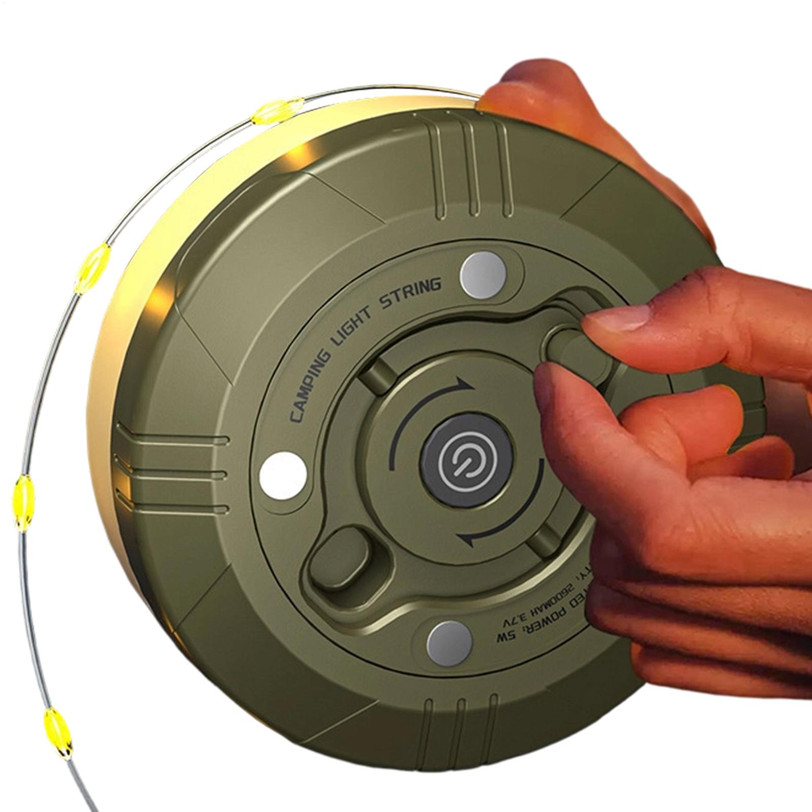 Outdoor Camping Lights String - 格納式キャンプ用ストリングライト 20m Type-C充電式 2600mAh ポータブル防水テントライト RV、庭、パティオ用