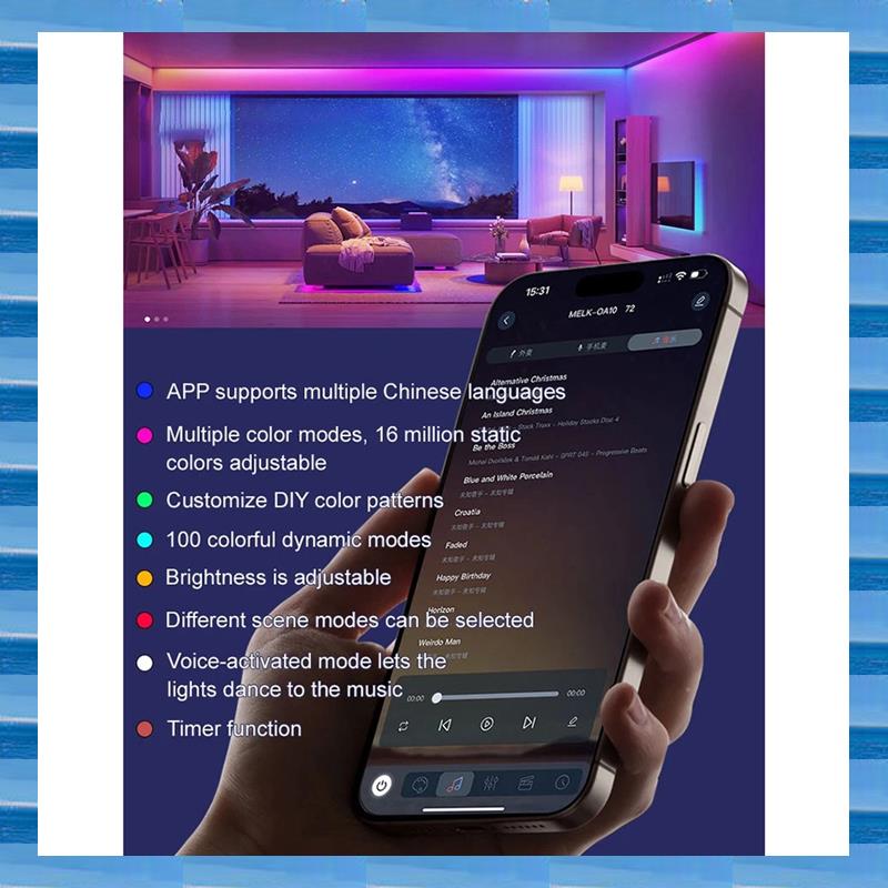 Outdoor Camping Lights String - AT53 Nachtlampje LED ナイトライトスマートアプリ RGB キャンプストリングライト屋外防水充電式ルーム雰囲気ランプ