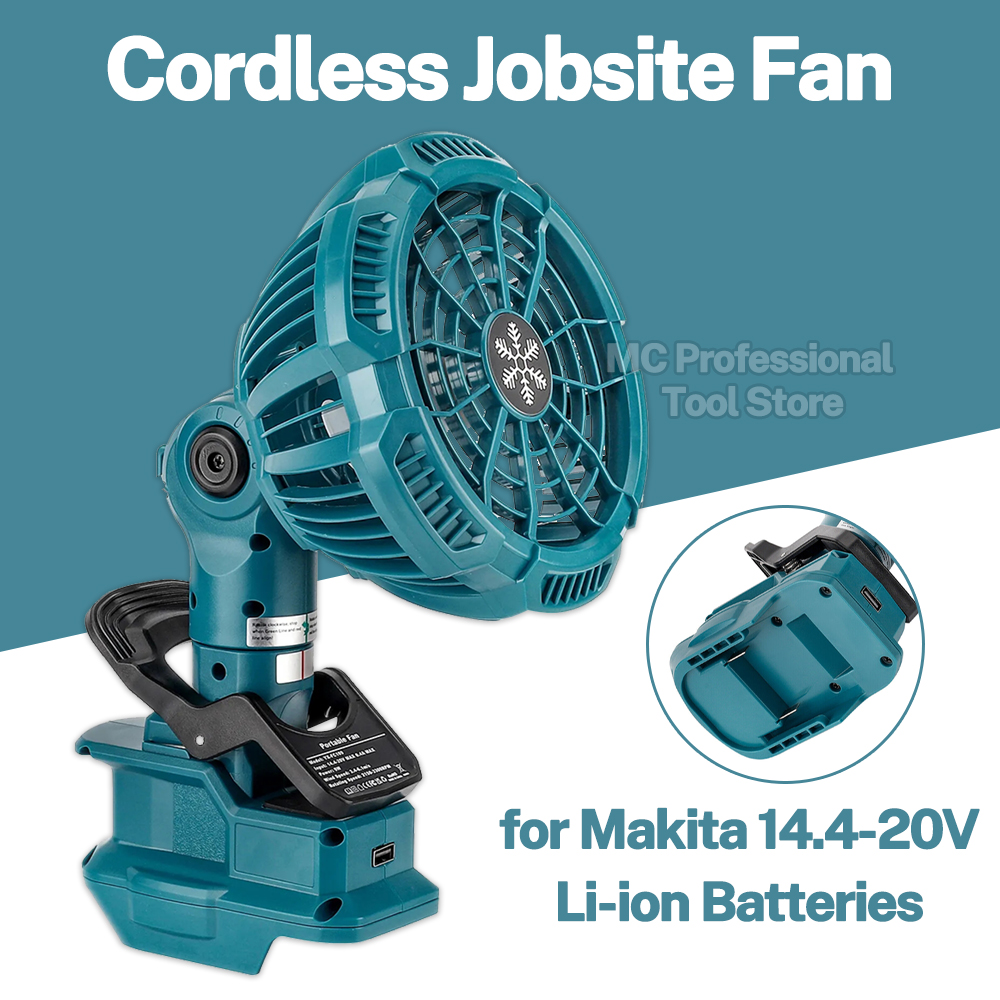 Outdoor Camping Misting Fan - マキタ用ポータブルクリップオンファン,18Vリチウム電池,3つのエネルギー効率の高い速度設定,寝室,屋外,キャンプ,現場