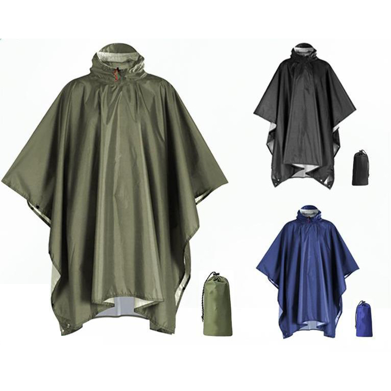 Camping Rain Poncho - 大人用の頑丈なレインポンチョ、バックパッキング用の防水軽量レインコート、緊急キャンプ、男性と女性のためのユニバーサルレインコート
