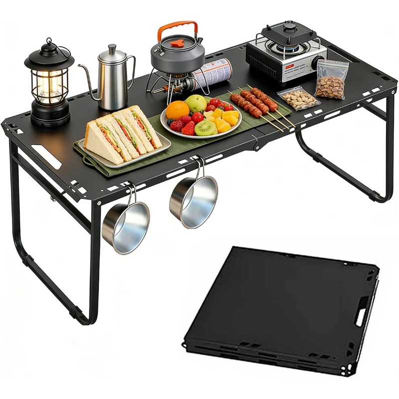 Outdoor Camping Cooking Table - キャンプテーブル 調節可能 折りたたみ式 ポータブル RV BBQ