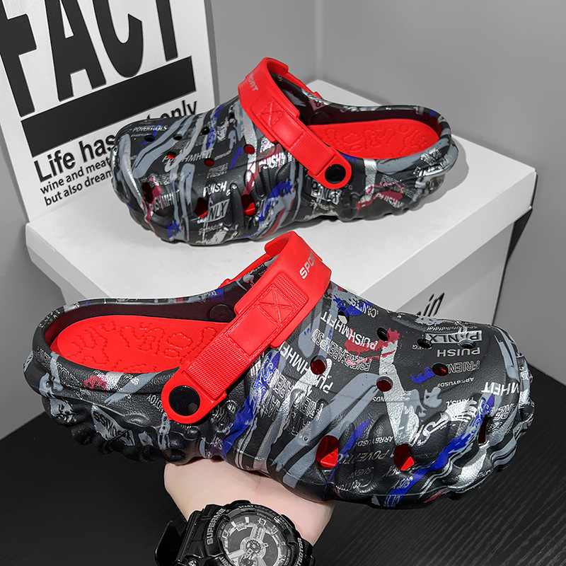 Outdoor Camping Slippers - 大きいサイズのメンズアウトドアサンダル、釣り、ハイキング、トレッキング用、つま先が覆われたサンダル、ビーチ/キャンプ/湖での使用に適した多目的サンダル、アウトドアフットウェア
