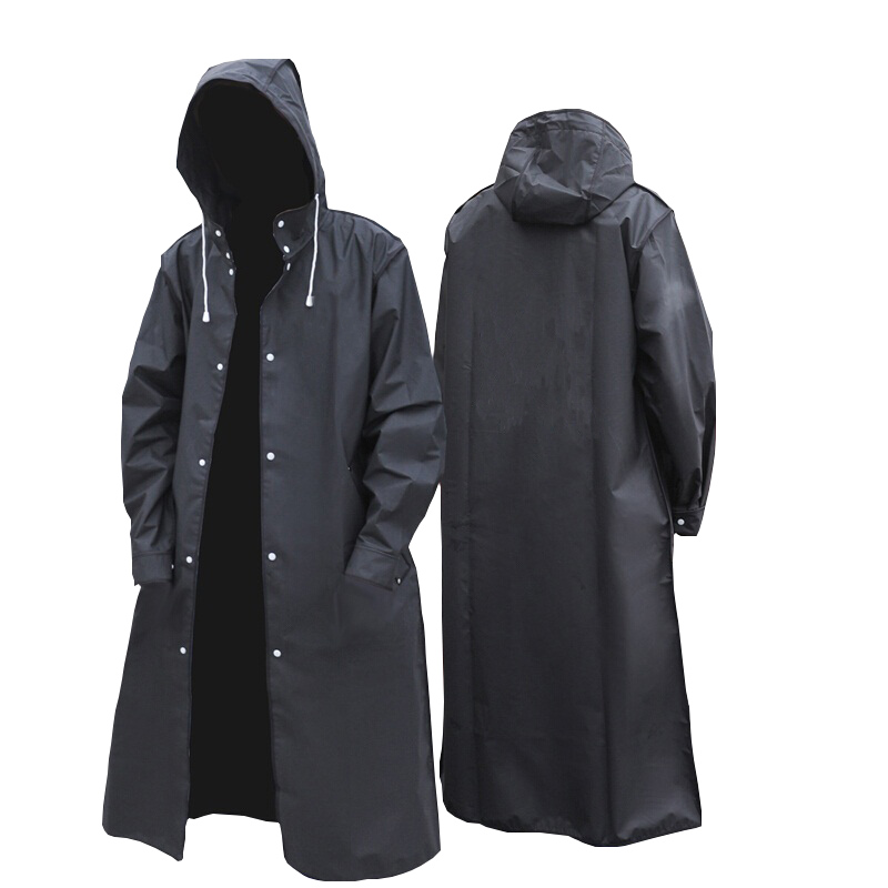 Camping Rain Poncho - 黒のファッション大人の防水ロングレインコート女性男性レインコートフード付き屋外ハイキング旅行釣り登山肥厚