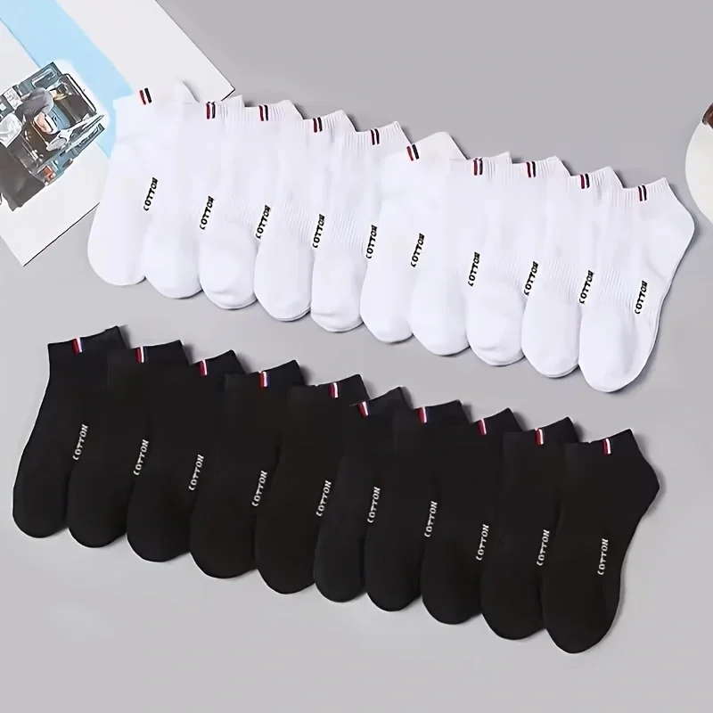 Outdoor Camping Slippers - メンズ薄型ボートソックス夏ブレンド無地メンズカジュアル通気性吸汗校正 1-50 ペア