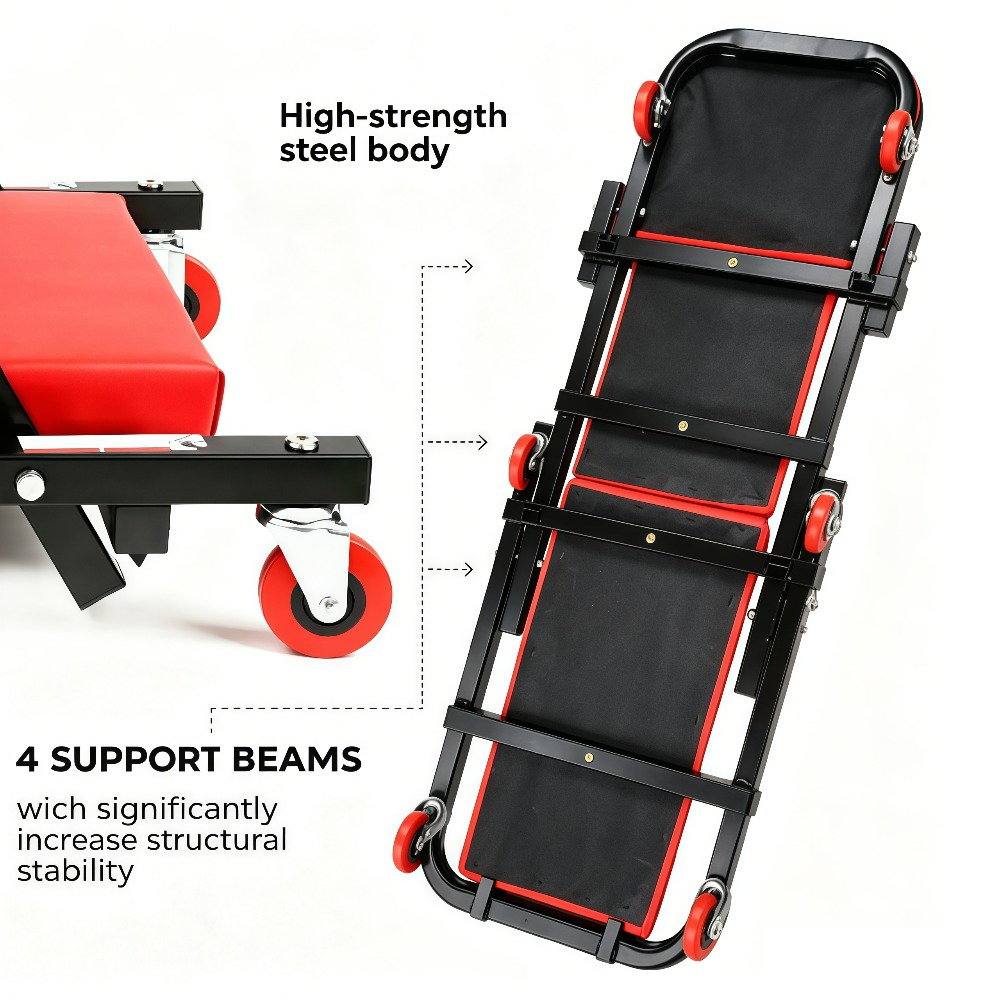 1個入り メカニッククリーパー、ガレージチェア 調節可能な回 - Folding Chair のレビューと価格