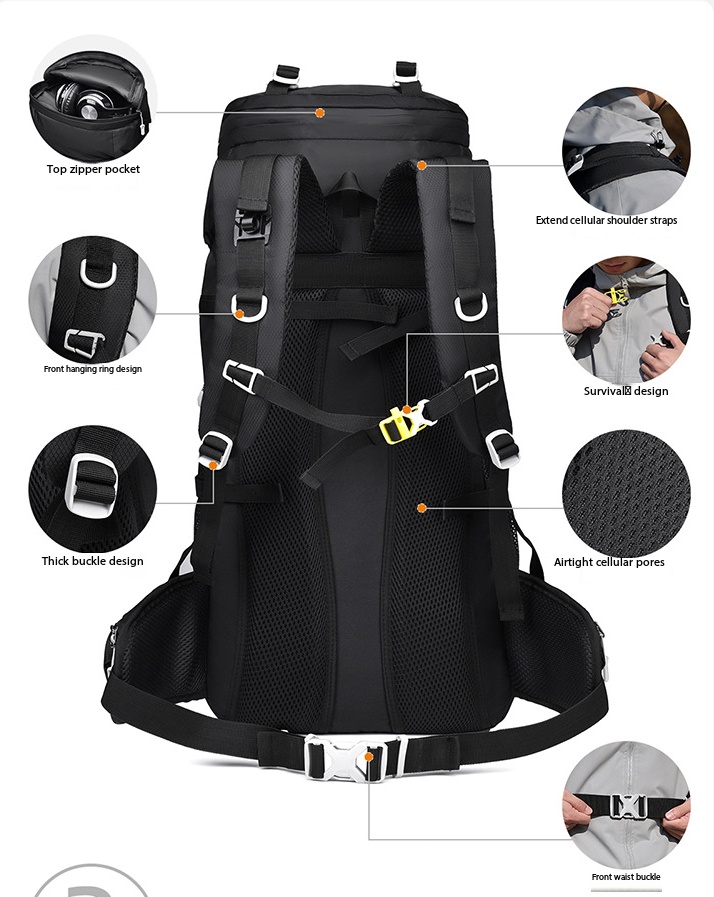 60L 大容量プロフェッショナルハイキングバックパックユニセ - Outdoor Camping Backpack のレビューと価格