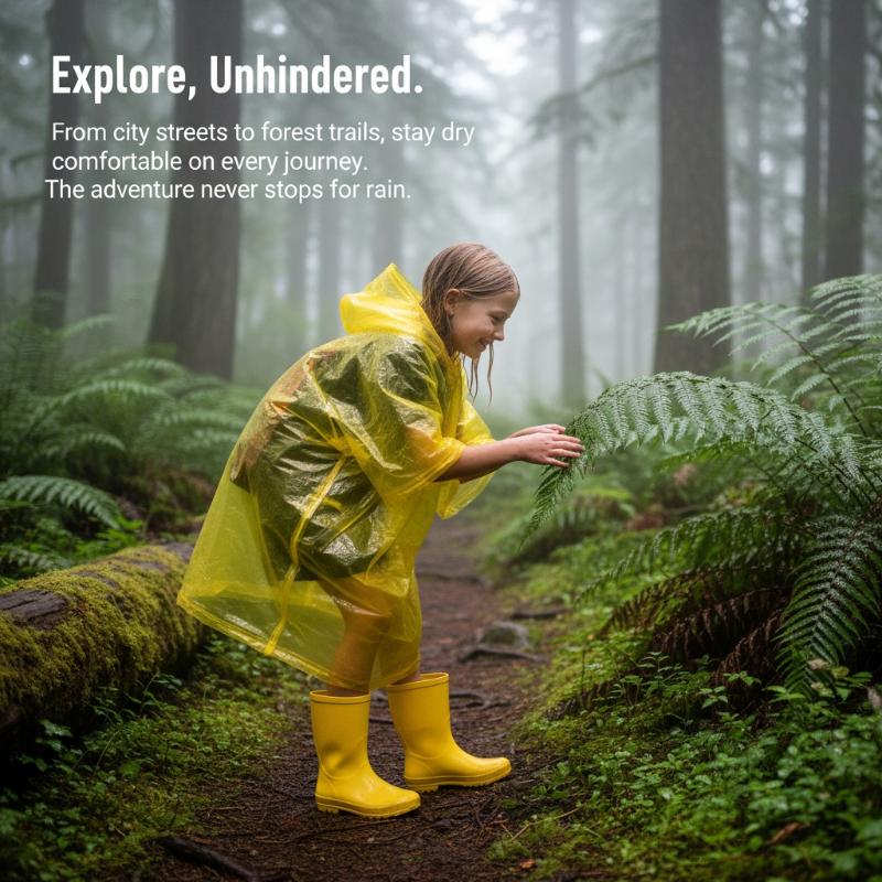 子供用使い捨てレインコート EVA ロングワンピースポンチョ - Camping Rain Poncho のレビューと価格