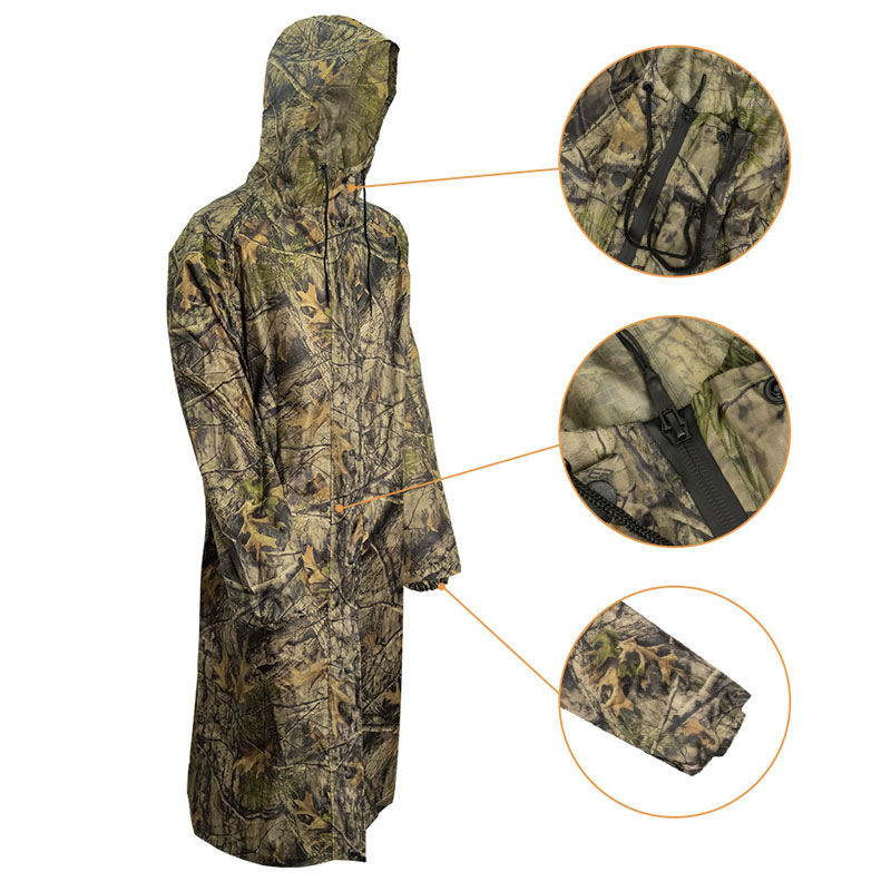 男性と女性のためのカモフラージュロングレインコート、迷彩防水 - Camping Rain Poncho のレビューと価格