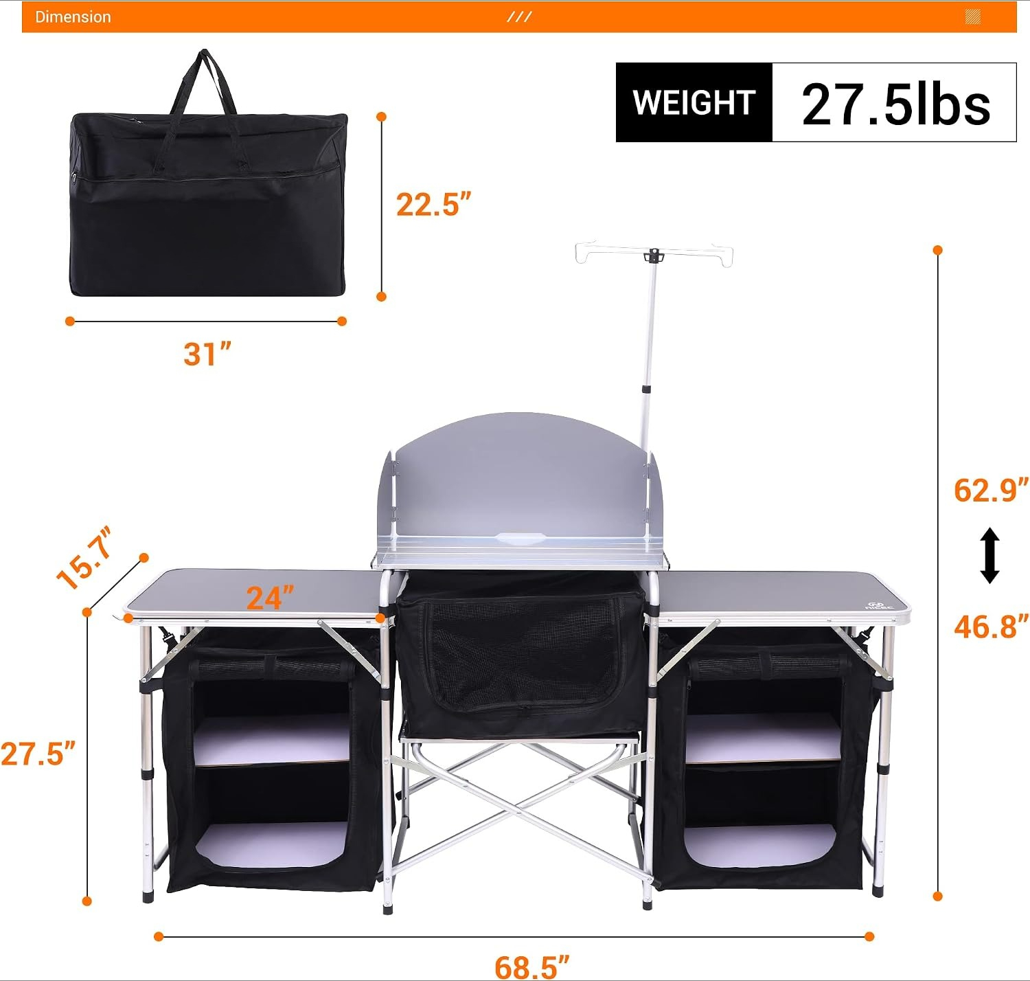 折りたたみ式キャンプキッチンテーブルクックステーションアップ - Outdoor Camping Cooking Table のレビューと価格