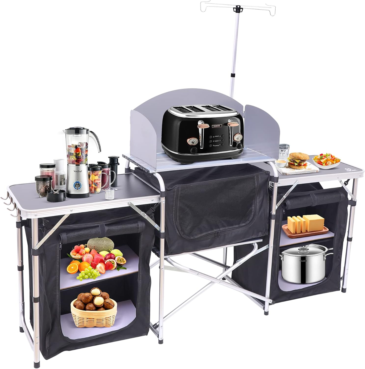 折りたたみ式キャンプキッチンテーブルクックステーションアップ - Outdoor Camping Cooking Table のレビューと価格