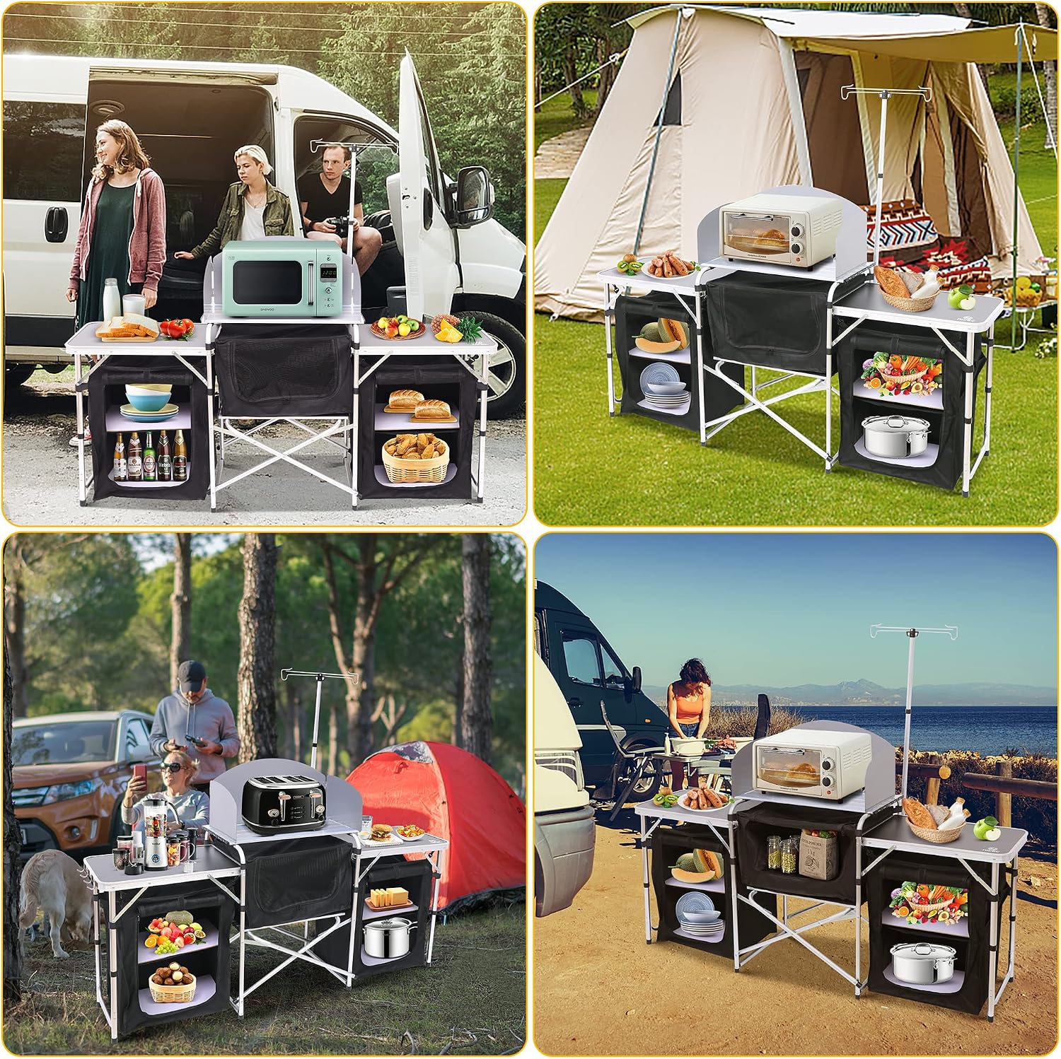 折りたたみ式キャンプキッチンテーブルクックステーションアップ - Outdoor Camping Cooking Table のレビューと価格
