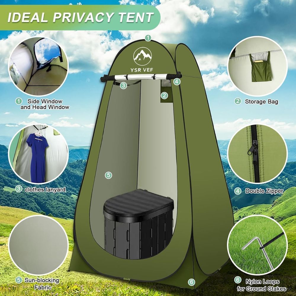 ポータブルトイレキット、ポップアップ式プライバシーテントとう - Outdoor In Camping のレビューと価格
