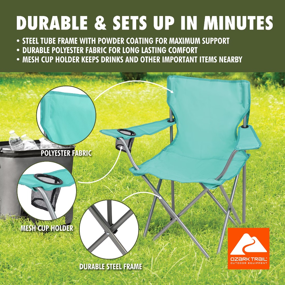 折りたたみ式クワッドキャンプチェア カップホルダー付き ポー - Outdoor Camping Table And Chairs のレビューと価格