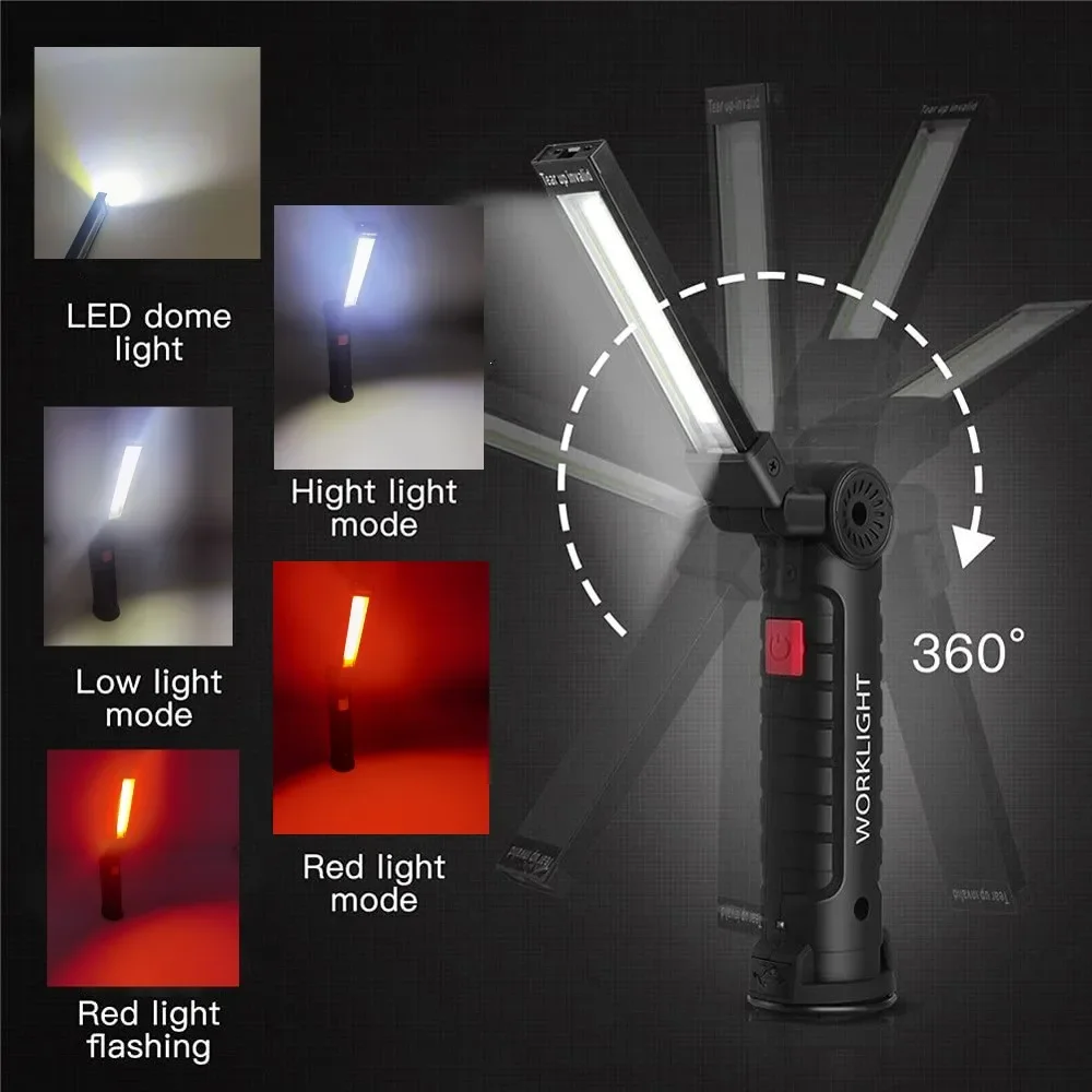 ポータブル COB LED 懐中電灯 USB 充電式ワークラ - Outdoor Camping Glamping のレビューと価格
