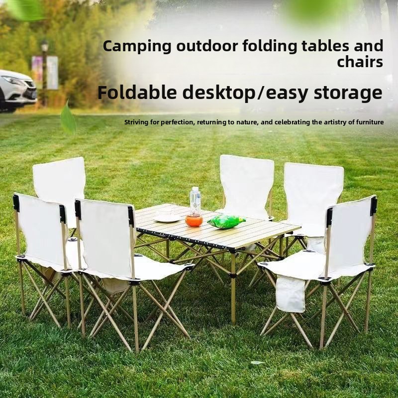 ポータブルアウトドアテーブル＆チェアフルセット ピクニック  - Outdoor Camping Cooking Table のレビューと価格