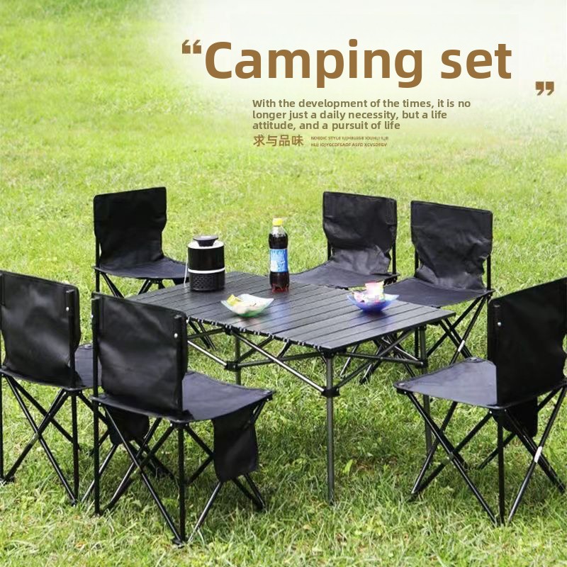 ポータブルアウトドアテーブル＆チェアフルセット ピクニック  - Outdoor Camping Cooking Table のレビューと価格