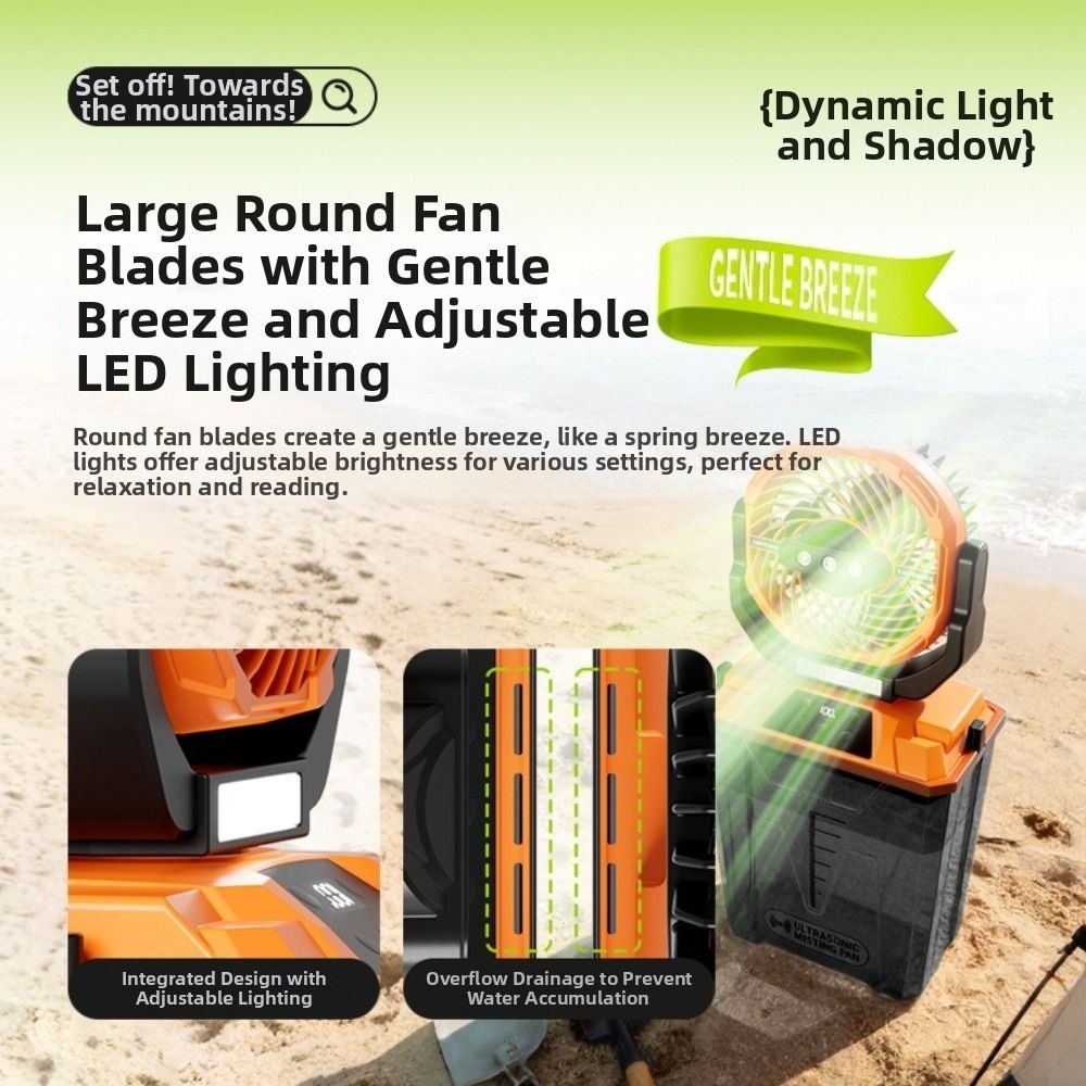 大型水槽スプレーキャンプファン、スケールステッカー付きリモコ - Outdoor Camping Misting Fan のレビューと価格