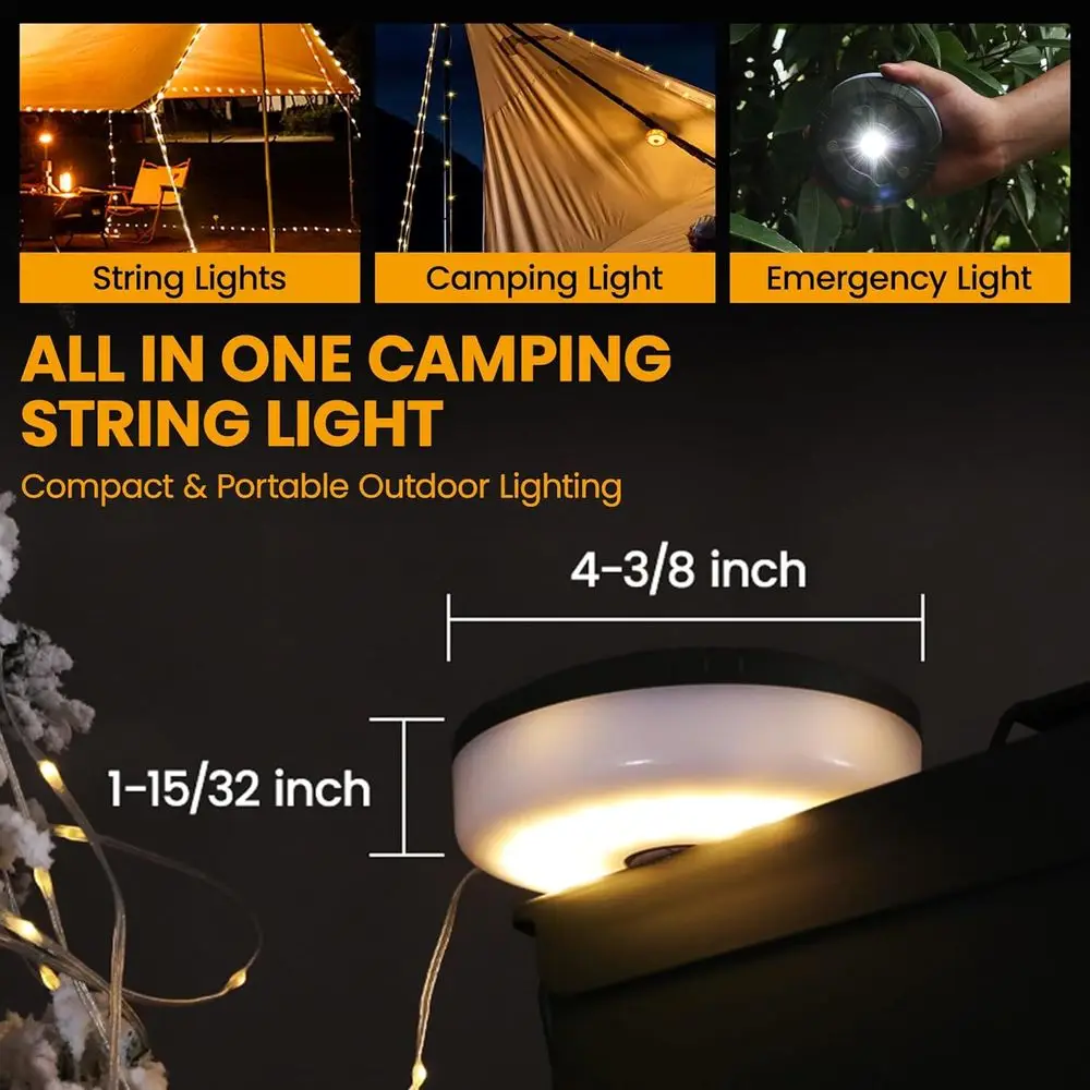 充電式キャンプ用ストリングライト、テント、日よけ、屋外キャン - Outdoor Camping Lights String のレビューと価格