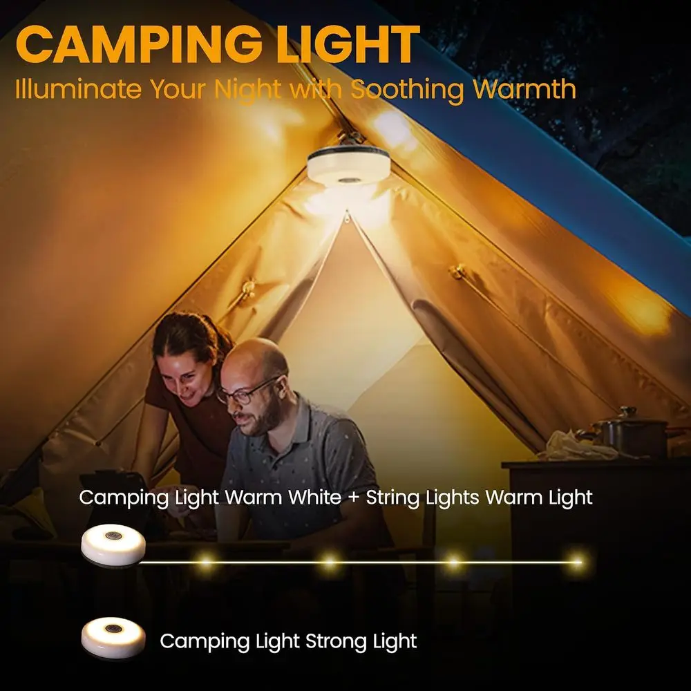 充電式キャンプ用ストリングライト、テント、日よけ、屋外キャン - Outdoor Camping Lights String のレビューと価格