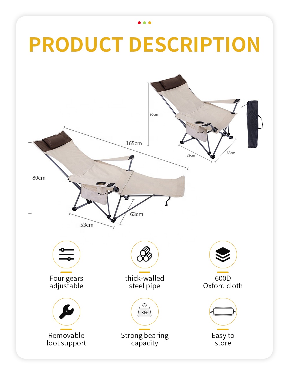 ポータブル折りたたみリクライニングチェア 軽量調節可能チェア - Folding Chair のレビューと価格
