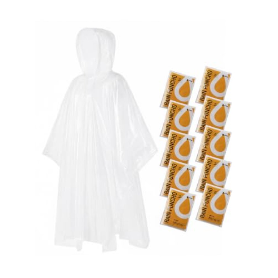 大人用使い捨てレインポンチョ、4枚入りファミリーパック、旅行 - Camping Rain Poncho のレビューと価格