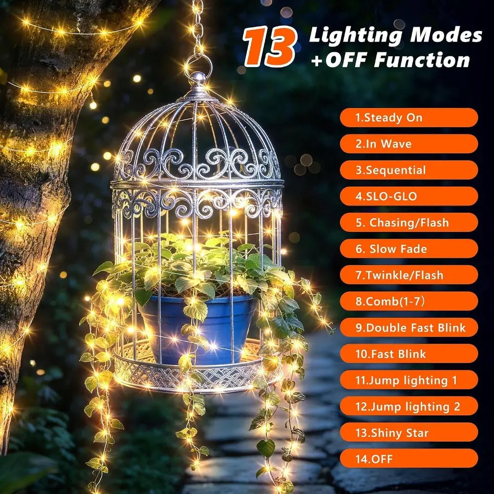 キャンプ用ストリングライト、66フィート 200LED 充電 - Outdoor Camping Lights String のレビューと価格