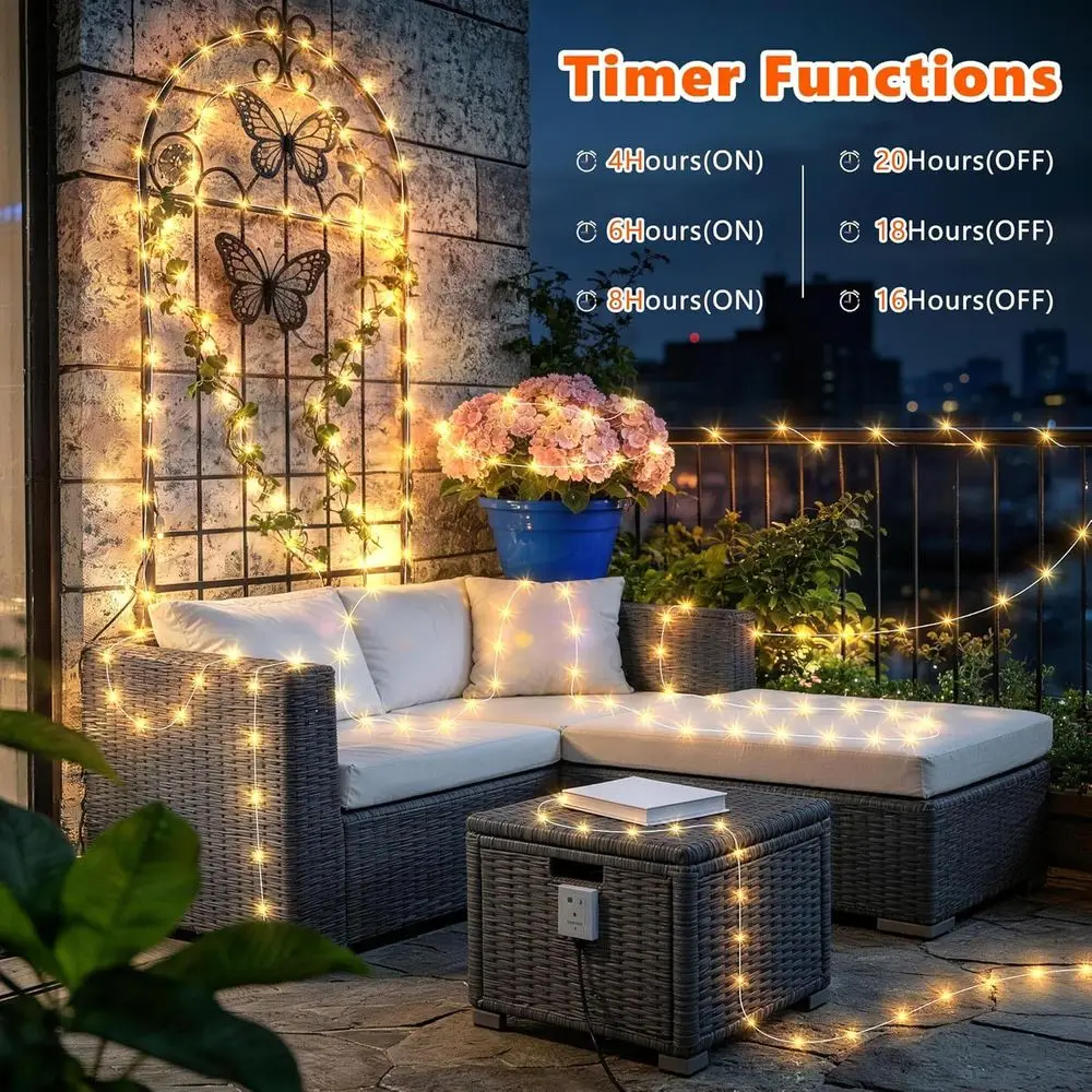 キャンプ用ストリングライト、66フィート 200LED 充電 - Outdoor Camping Lights String のレビューと価格