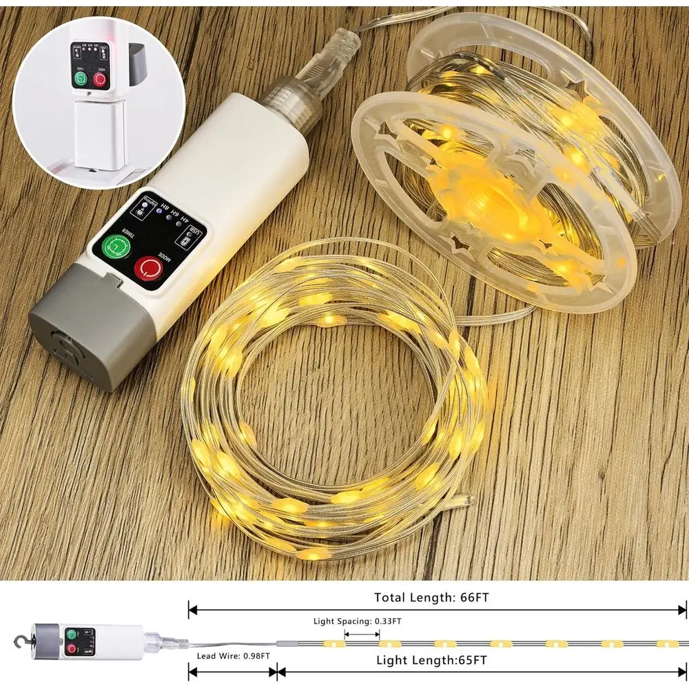 キャンプ用ストリングライト、66フィート 200LED 充電 - Outdoor Camping Lights String のレビューと価格