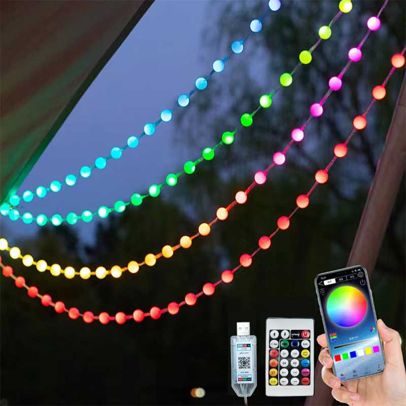 音楽コントローラー付きrgbラウンドボール,USB, Blu - Outdoor Camping Lights String のレビューと価格