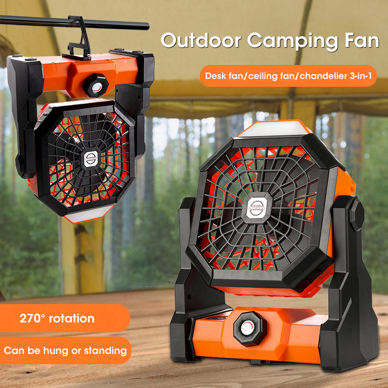 10000mAh キャンプファン LED ランタン付きポータ - Outdoor Camping Misting Fan のレビューと価格