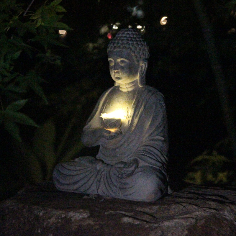 樹脂ソーラー仏像彫刻庭の装飾ライト禅アジアン日本庭園の装飾屋 - Outdoor Camping Japan のレビューと価格