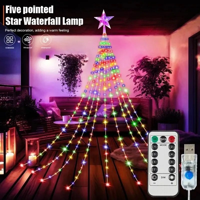 USB 電源スターウォーターフォール LED ストリングライ - Outdoor Camping Lights String のレビューと価格