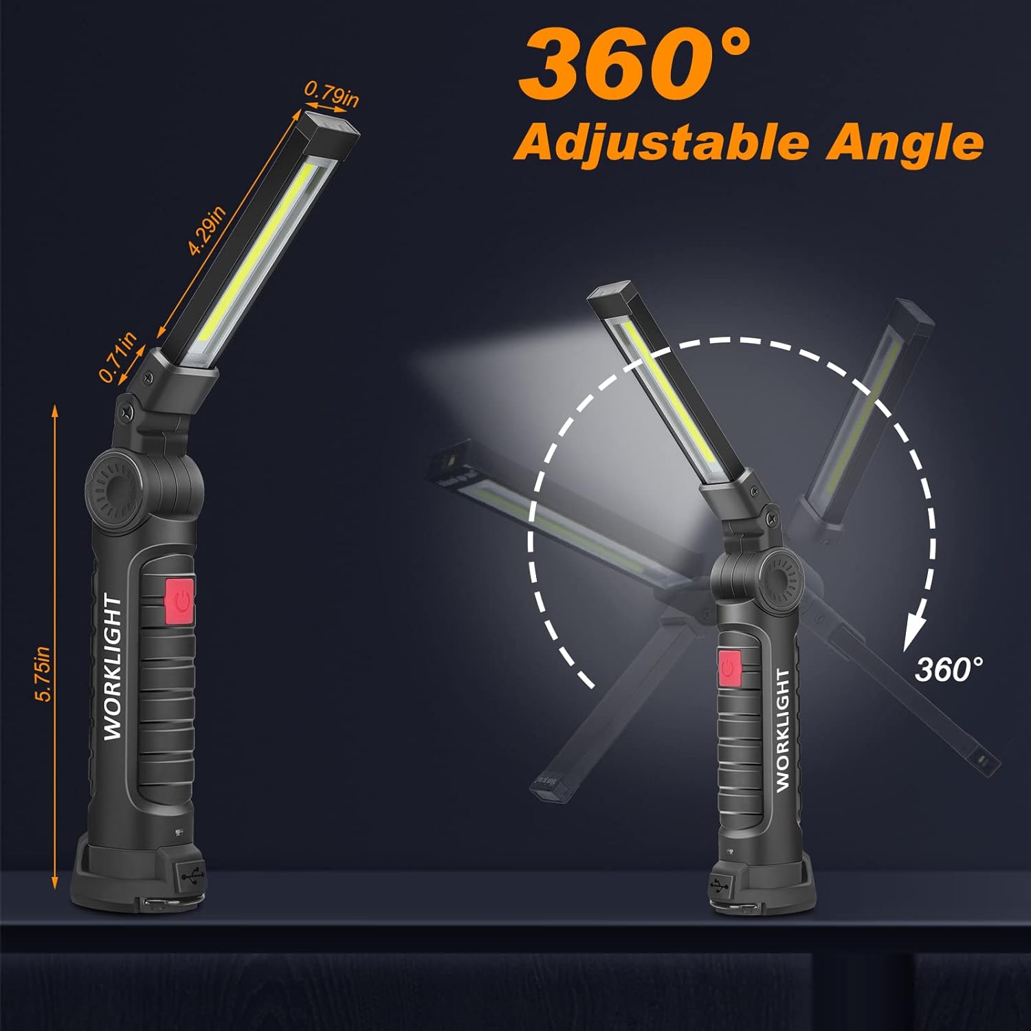 ポータブルハンドヘルド懐中電灯 USB充電式 LEDワークラ - Outdoor Camping Glamping のレビューと価格