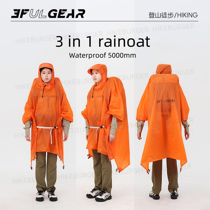 3F UL GEAR 3 In1 レインポンチョ アウトドア - Camping Rain Poncho のレビューと価格