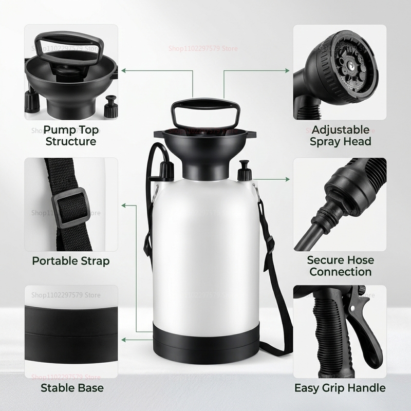 ポータブルキャンプシャワー 5L 手動ポンプ式給水システム  - Outdoor Camping Backpack のレビューと価格
