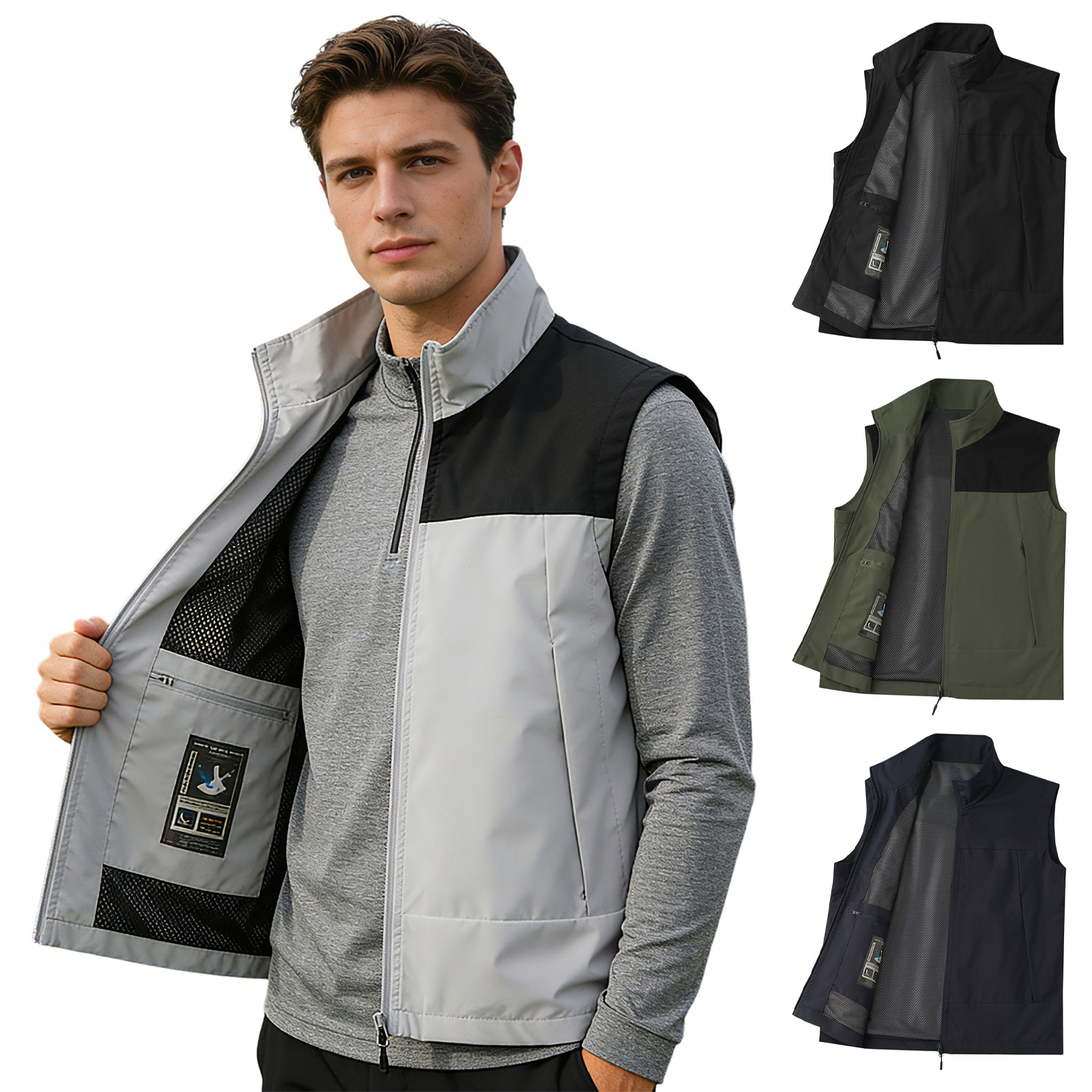 # M-5XL メンズゴルフベスト スタンドカラー ノースリ - Outdoor Camping In Winter のレビューと価格