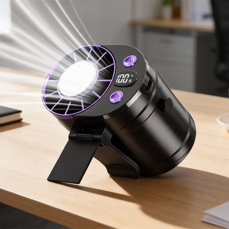 充電式ポータブルウエストファン、アイス冷却機能付き、3段階風 - Outdoor Camping Misting Fan のレビューと価格