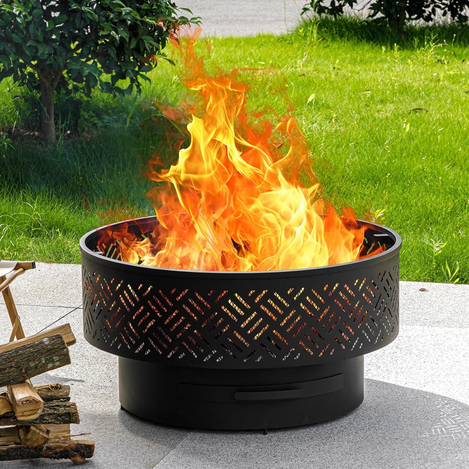 32インチ丸型金属製薪焚きファイヤーピットテーブル、BBQ調 - Outdoor Camping Cooking Table のレビューと価格